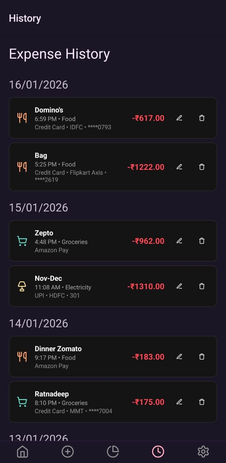 Expense Buddy history